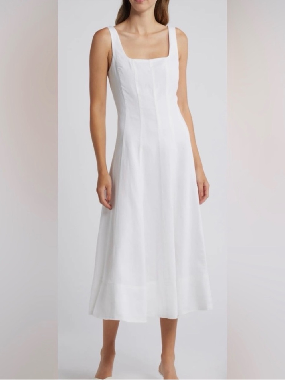 Lilly Pulitzer White Square-Neck Sleeveless Midi Dress